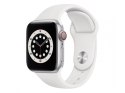 APPLE Watch Series 6 GPS + Cellular 44mm Silver Aluminium Case with White Sport Band - Regular