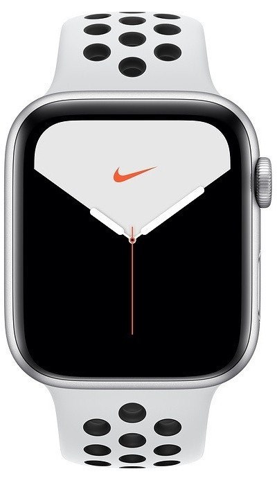Zegarek Nike Series 5 GPS+Cellular, 44mm koperta z aluminium w kolorze srebrnym z paskiem sportowym Nike w kolorze czystej platy