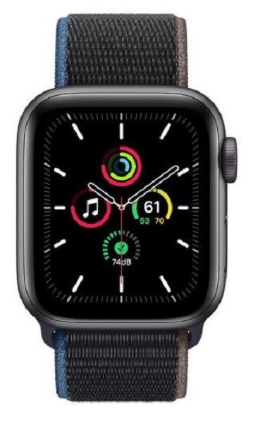 Zegarek SE GPS + Cellular, 44mm koperta z aluminium w kolorze gwiezdnej szarości z opaską sportową w kolorze węgla drzewnego