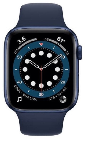 Zegarek Series 6 GPS, 44mm koperta z aluminium w kolorze niebieskim z paskiem sportowym w kolorze głębokiego granatu - Regular
