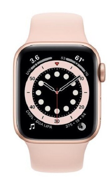 Zegarek Series 6 GPS, 44mm koperta z aluminium w kolorze złotym z paskiem sportowym w kolorze piaskowego różu - Regular