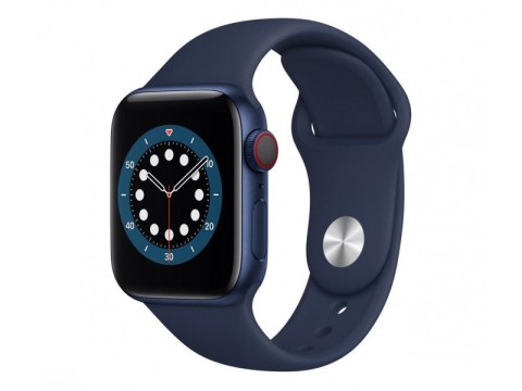 Zegarek Series 6 GPS + Cellular, 40mm koperta z aluminium w kolorze niebieskim z paskiem sportowym w kolorze głębokiego granatu 