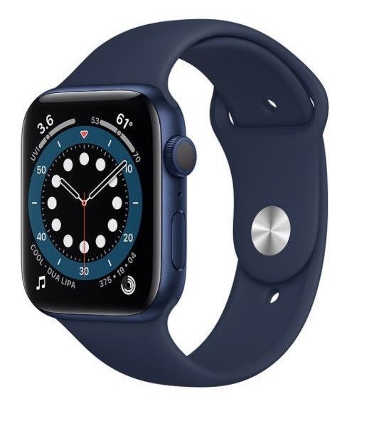 Zegarek Series 6 GPS + Cellular, 44mm koperta z aluminium w kolorze niebieskim z paskiem sportowym w kolorze głębokiego granatu 