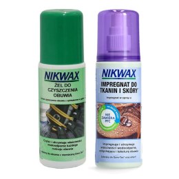 Zestaw do obuwia Nikwax Footwear Cleanning Gel szczotka + Tkanina i skóra spray-on 2*125 ml