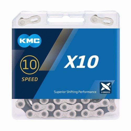 Łańcuch 10 rzędowy KMC X10.93 114 ogniw srebrno-czarny + spinka